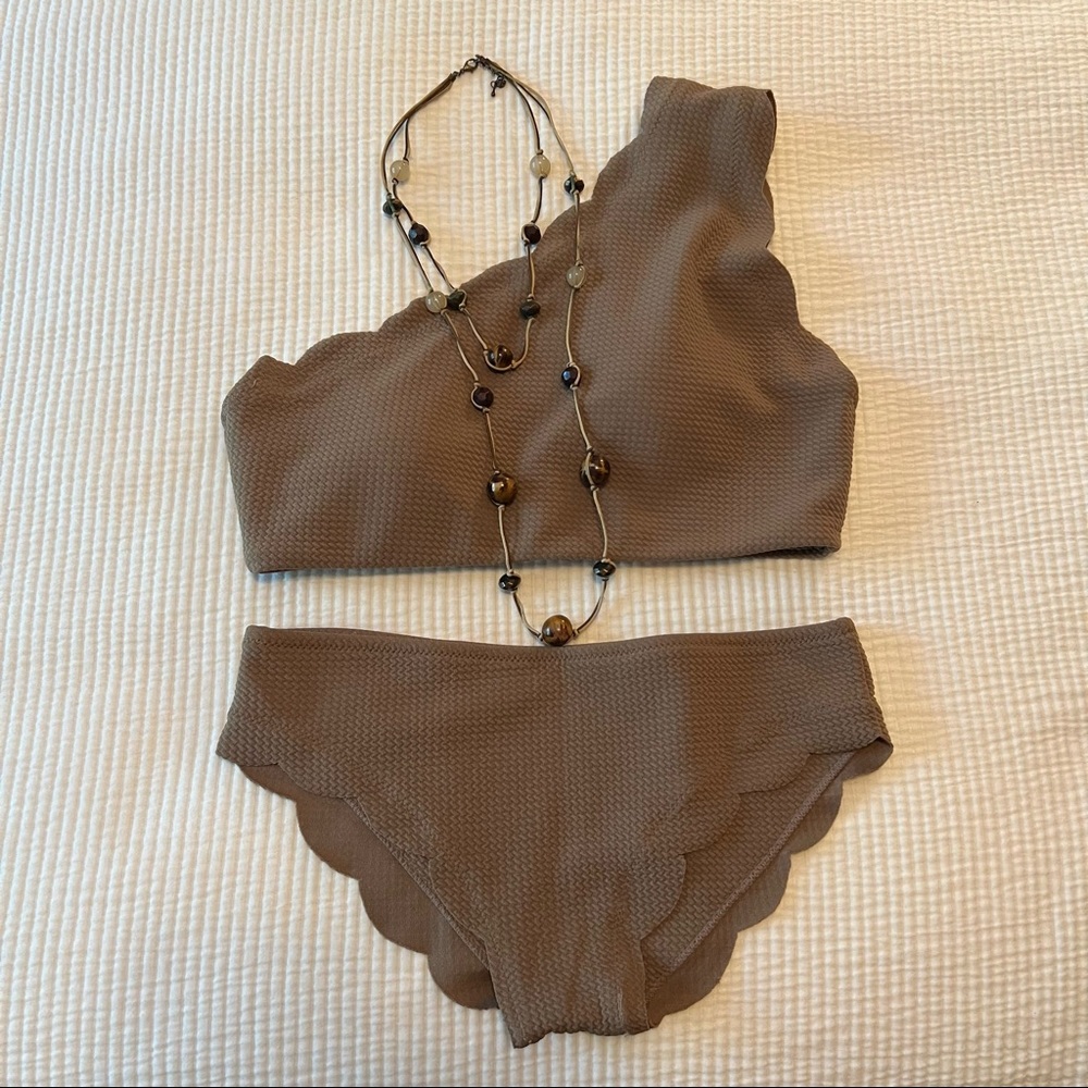 Scalloped two piece bikini - one shoulder